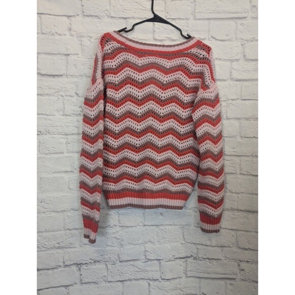 Maurices Chevron Crochet Open Knit Cardigan Oversized Woman's Size Small - Picture 2 of 8